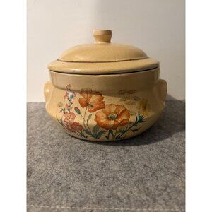 Vintage Treasure Craft Covered Casserole Dish 1970's Wildflower Pattern  # 2921